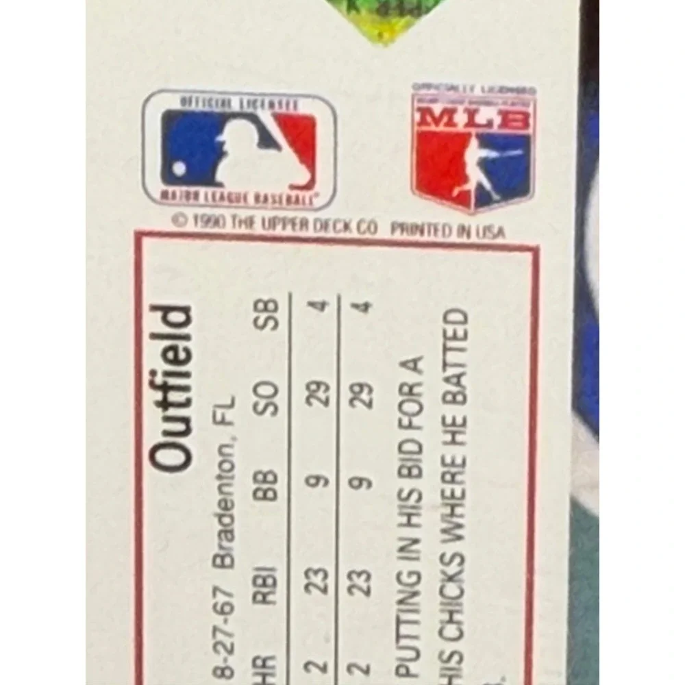 1991 Upper Deck Brian McRae Signed Card Kansas City Royals Autograph 543 NM